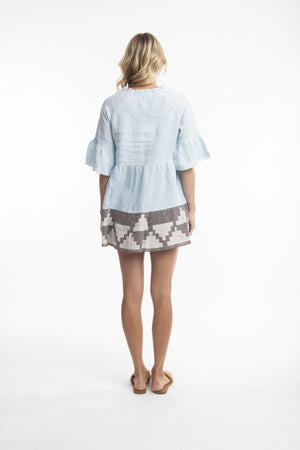 Orientique - Linen 3/4 Sleeve Tunic - all things being eco chilliwack canada - fair trade women's clothing and accessories