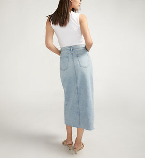 Silver Jeans - Front-Slit Midi Jean Skirt - all things being eco chilliwack canada - eco friendly clothing store
