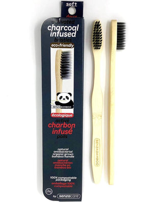 SenzaBamboo - Charcoal Infused Adult Soft Bamboo Toothbrush All Things Being Eco Chilliwack Zero Waste Specialty Store
