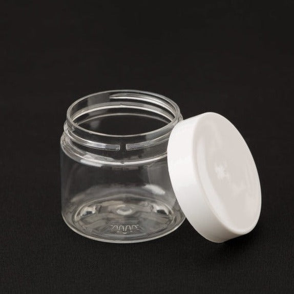 clear jar with white lid - all things being eco  chiilliwack