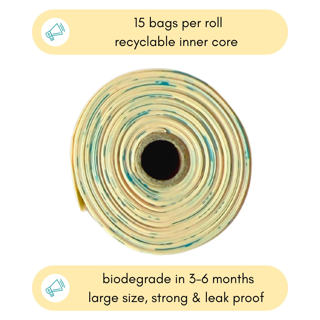 Monty's Bags - Compostable Cornstarch Poop Bags (45 Bags-3 Rolls)