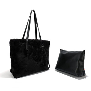 Co-Lab - Reversible Gem Tote - all things being eco chilliwck - vegan fur leather look - comes with pouch to carry and separate important items