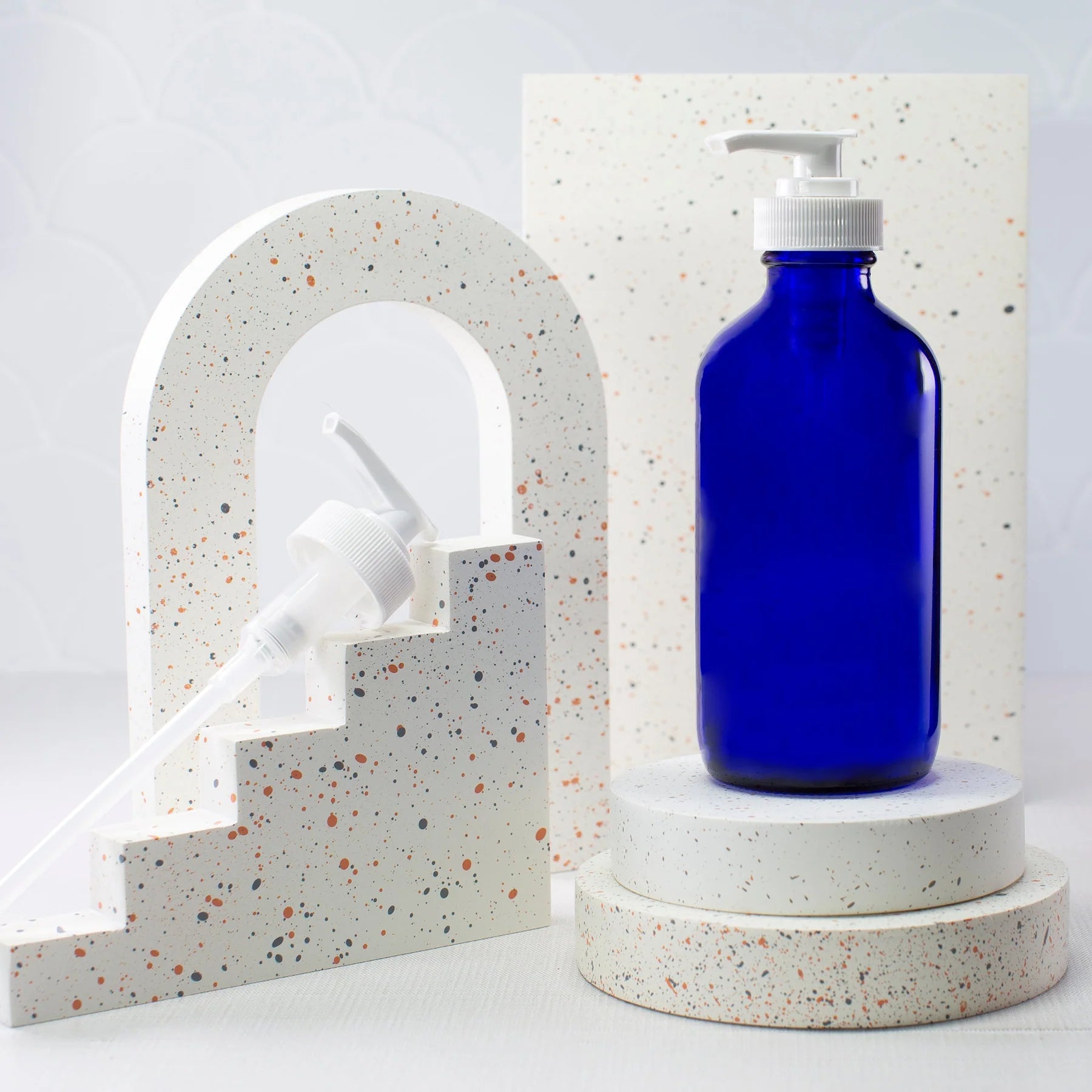 All Things Being Eco - Cobalt Glass Boston Round with Pump