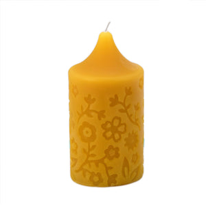 Honey Candles - Flowers Pillar Beeswax Candle