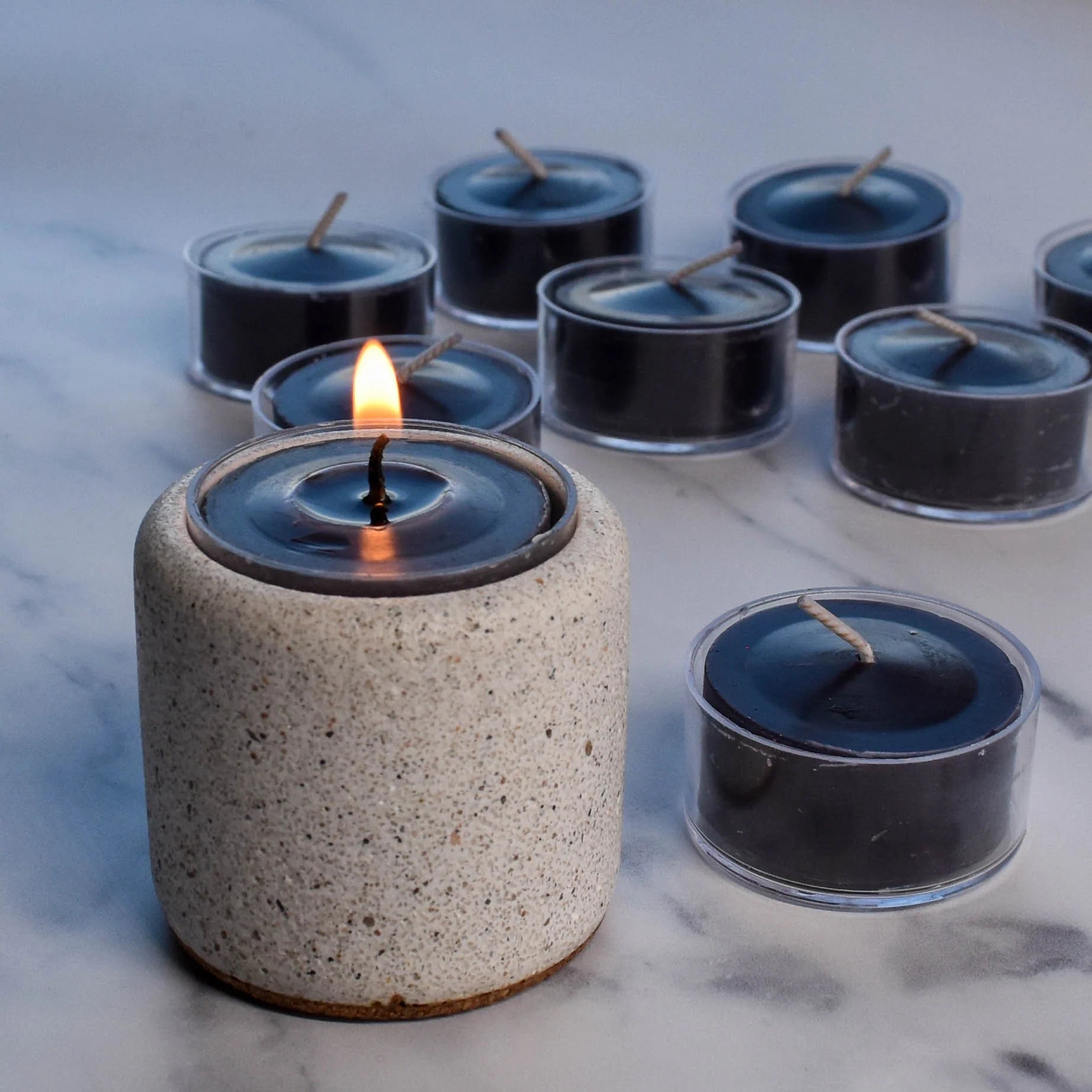 Honey Candles - Black Beeswax Tealight Candle - Clear Cup