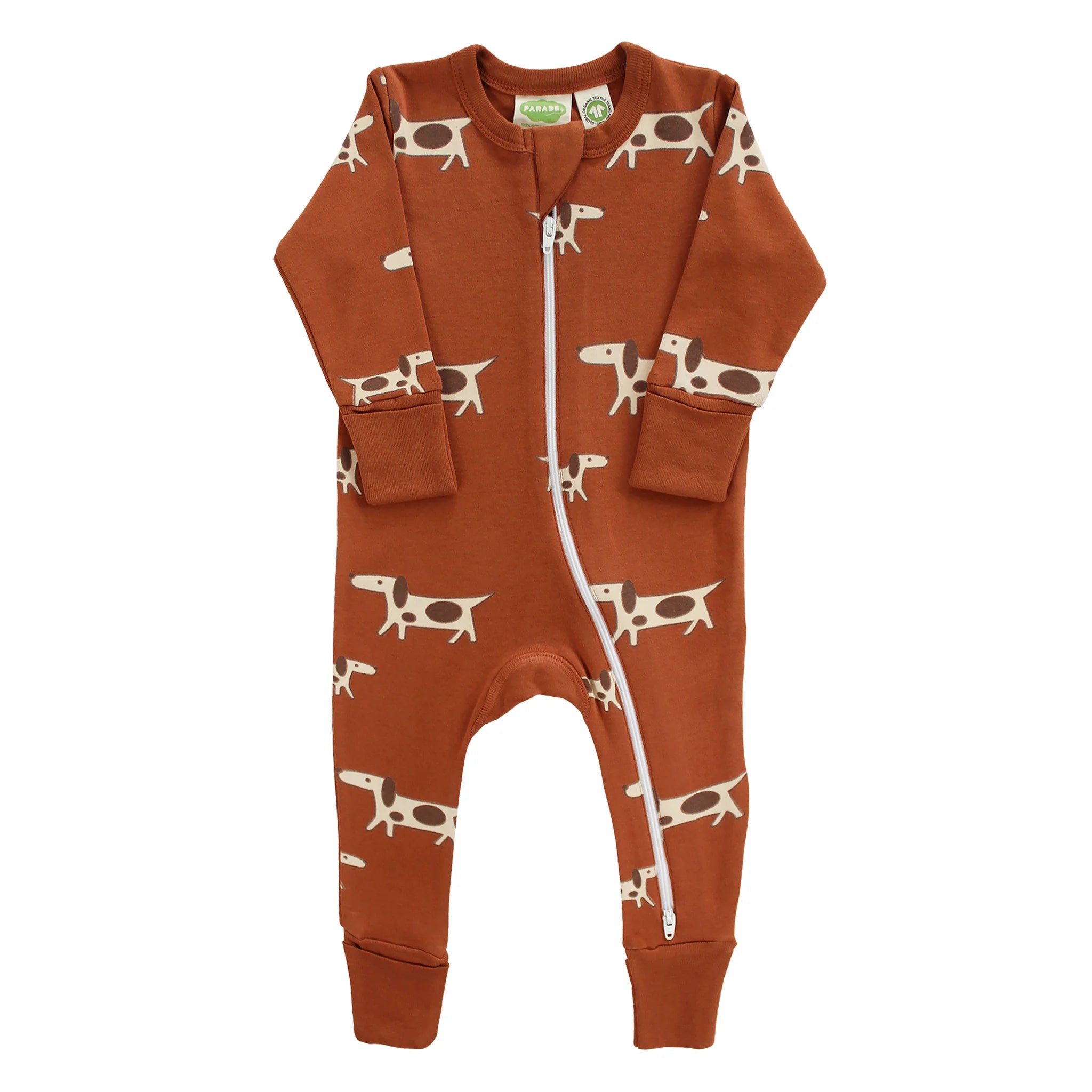 Parade Organics -  Organic Cotton Signature Print Long Sleeve 2-Way Zipper Romper
