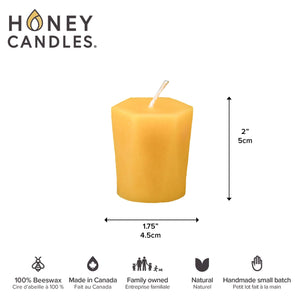 Honey Candles - 2" Natural Hexagon Votive Beeswax Candles