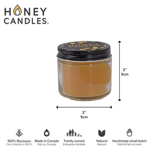 Honey Candle- Jar Candle - All things Being Eco- Chilliwack BC- Beeswax- Made in Canada - Natural 