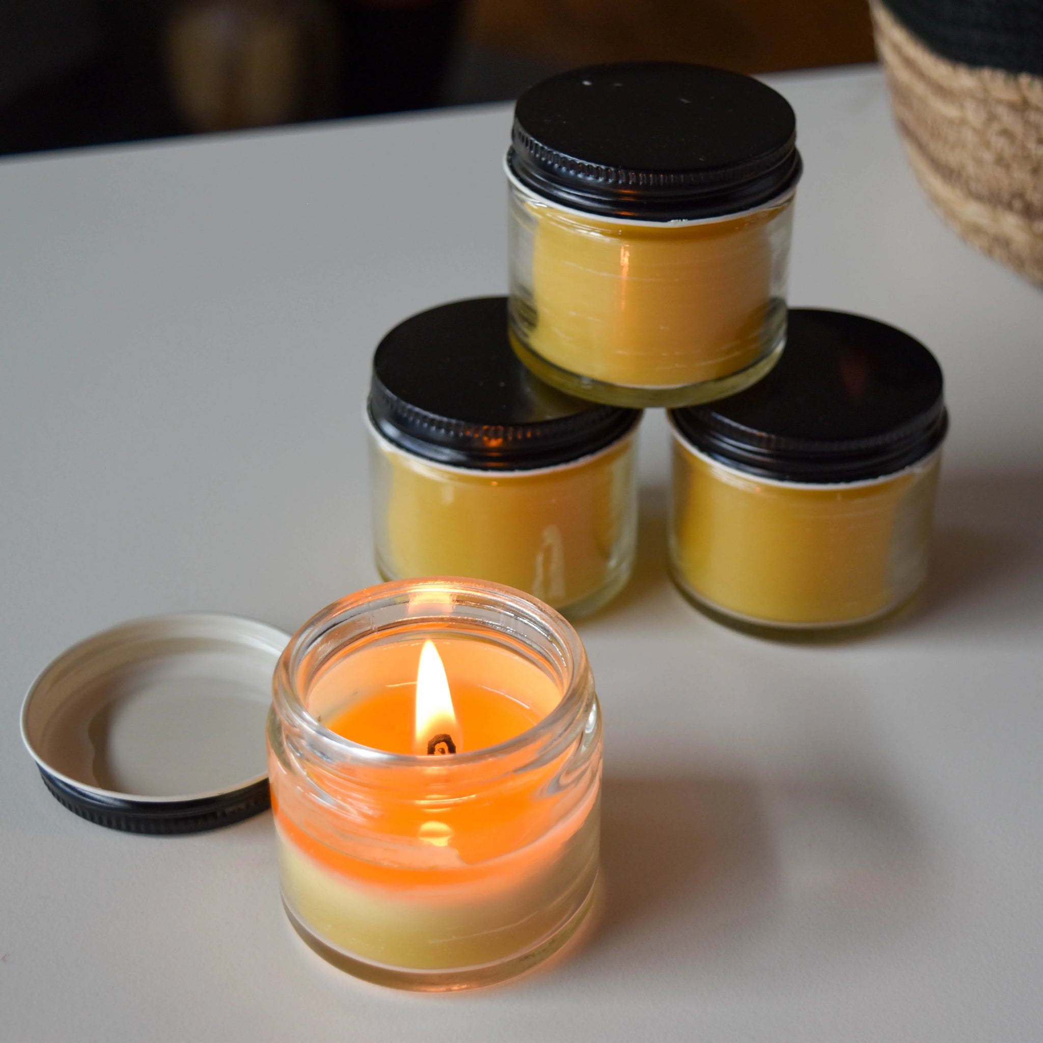 Honey Candle- Jar Candle - All things Being Eco- Chilliwack BC- Beeswax- Made in Canada