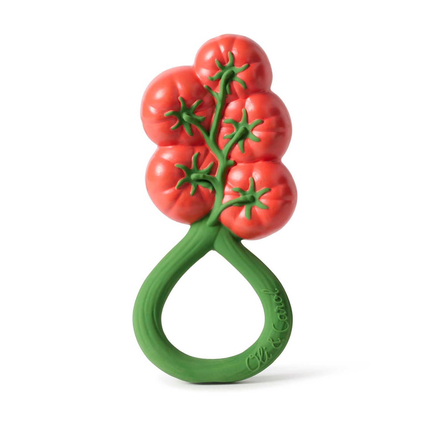 Oli & Carol - Natural Rattle Toys - all things being eco chilliwack - natural rubber teething toys - tomatoes