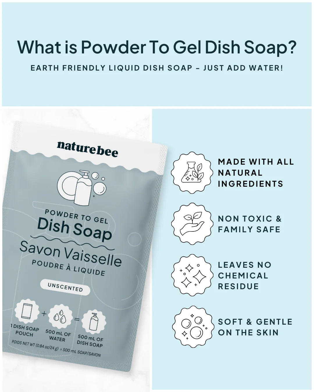 Nature Bee Clean - Powder to Gel Kitchen Dish Soap - Honey Clementine