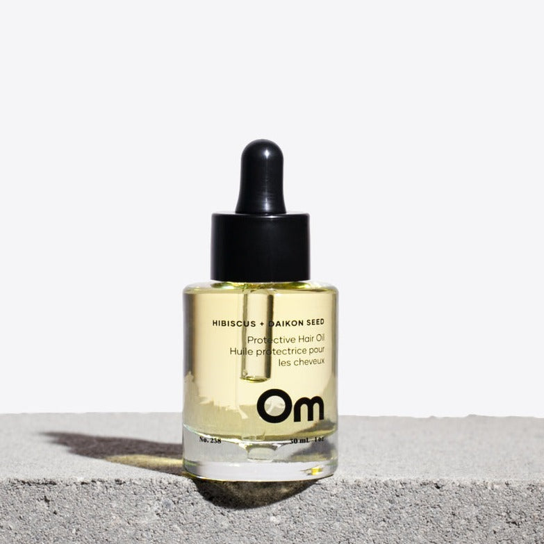 Om Organics Hibiscus + Daikon Seed Protective Hair Oil  - All things being eco chilliwack - natural hair care - canadian