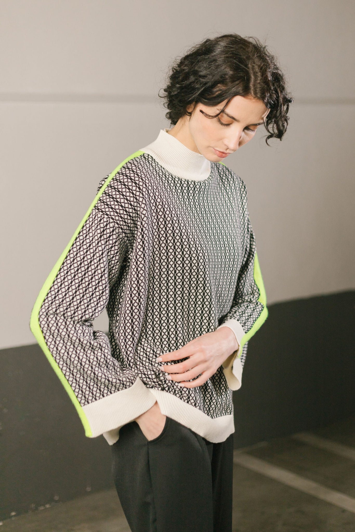 PAN - Loose Black & Fluorine Sweater