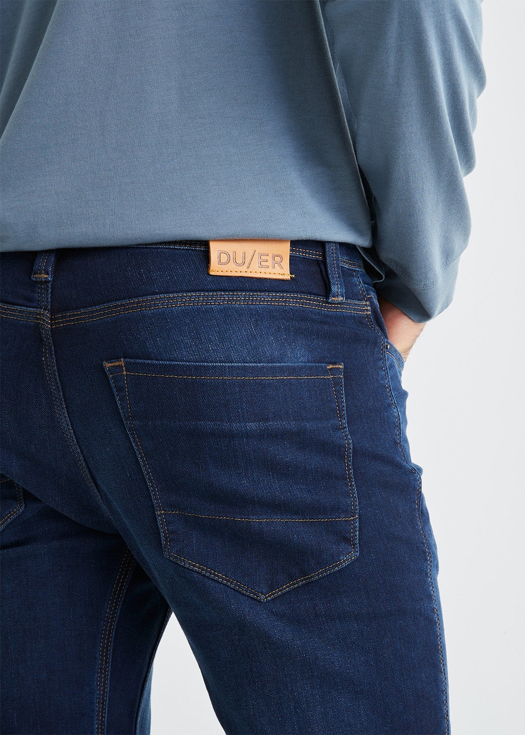 DU/ER - Performance Denim Slim Jeans - all things being eco chilliwack - security pocket detail