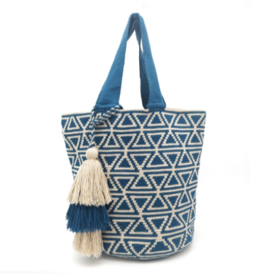 Woven Wildly - Wayuu Tote Azure Mochila