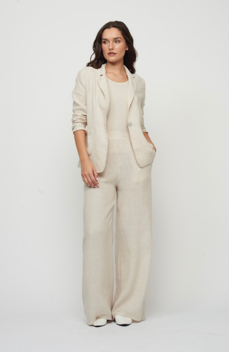 Pistache - Linen High Waisted Pant - all things being eco chilliwack canada - women's clothing store