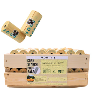 Monty's Bags - Compostable Cornstarch Poop Bags Bulk Single Rolls