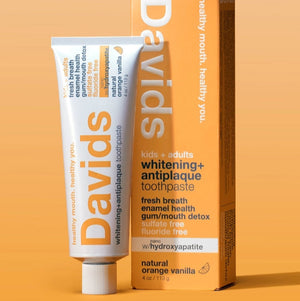 Davids - Premium Kids + Adults Nano W/Hydroxyapatite Natural Orange Vanilla Toothpaste