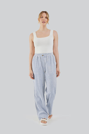 Buy Navy & White Trousers & Pants for Women by Kryptic Online