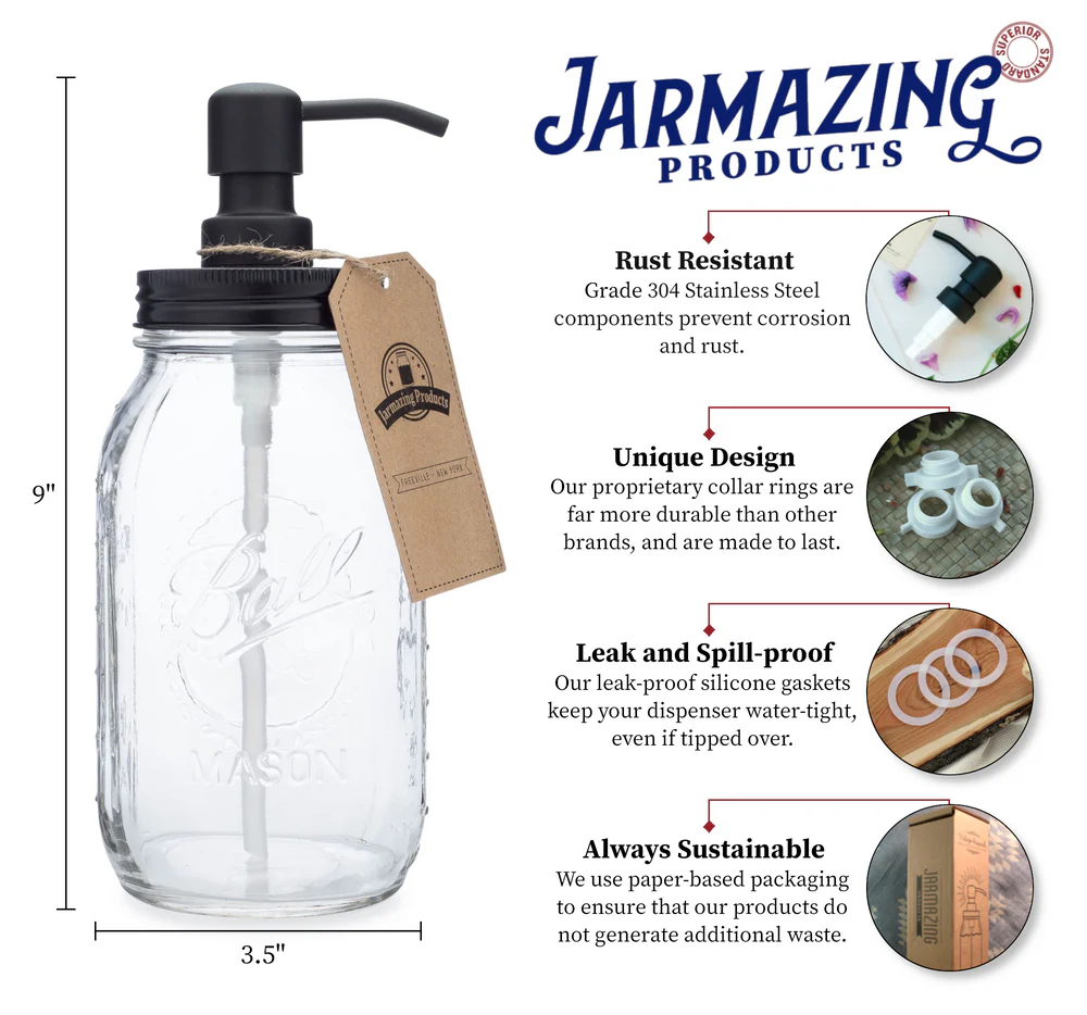 Jarmazing - 32oz Ball Mason Jar Soap Dispenser