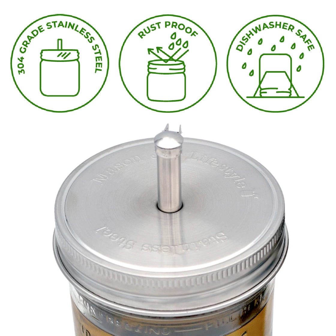 Mason Jar Lifestyle - Stainless Steel Pour Spout Oil Cruet Lids