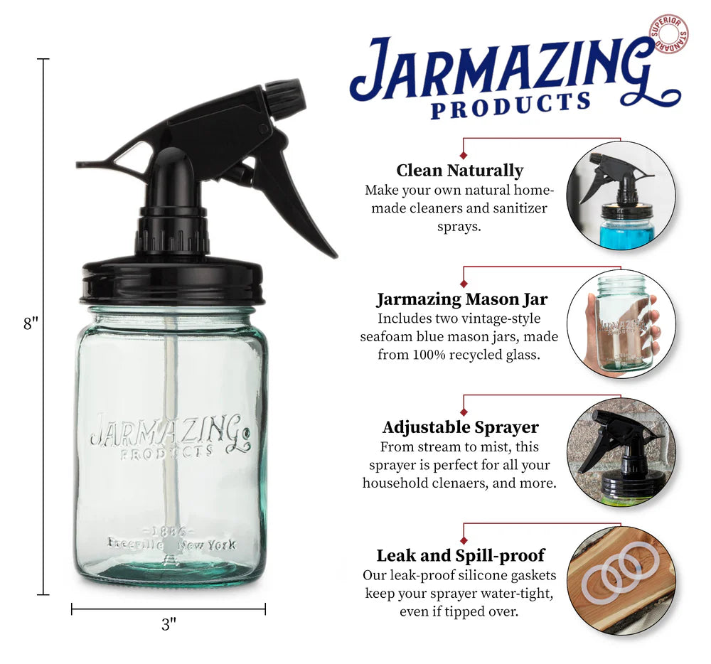 Jarmazing - Vintage Blue Recycled Glass Mason Jar Sprayer