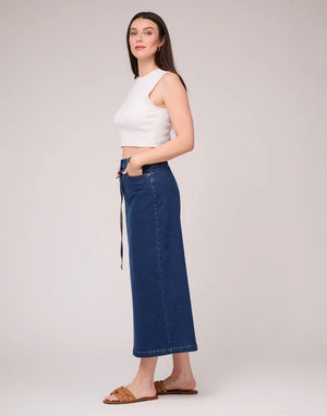 Second Yoga Jeans - High Waisted Skirt Blue Daisy - eco friendly sustainable denim