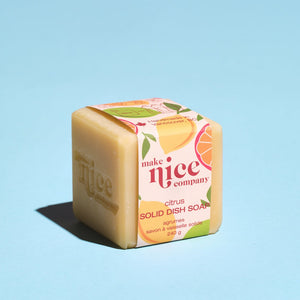 make nice company - solid dish soap - citrus - all things being eco chilliwack - plastic free cleaning - natural - canadian made