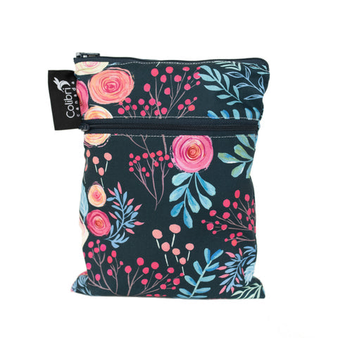 Colibri - Double Duty Reusable Mini Wet Bag - Roses Pattern - All Things Being Eco - Zero Waste