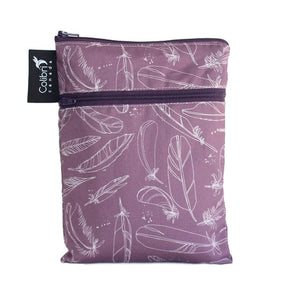 Colibri - Double Duty Reusable Mini Wet Bag - Feather Pattern - All Things Being Eco - Zero Waste