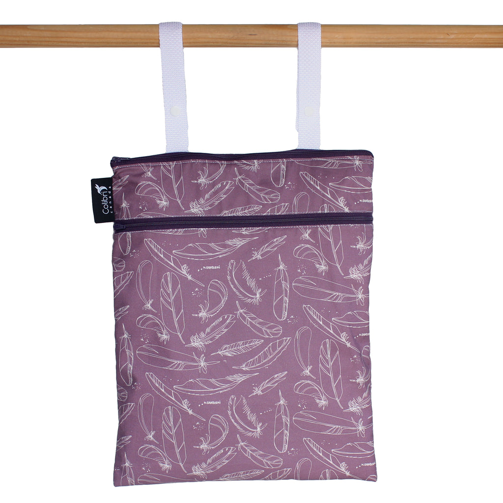 Colibri - Double Duty Wet Bag - Feather Pattern - All Things Being Eco - Zero Waste