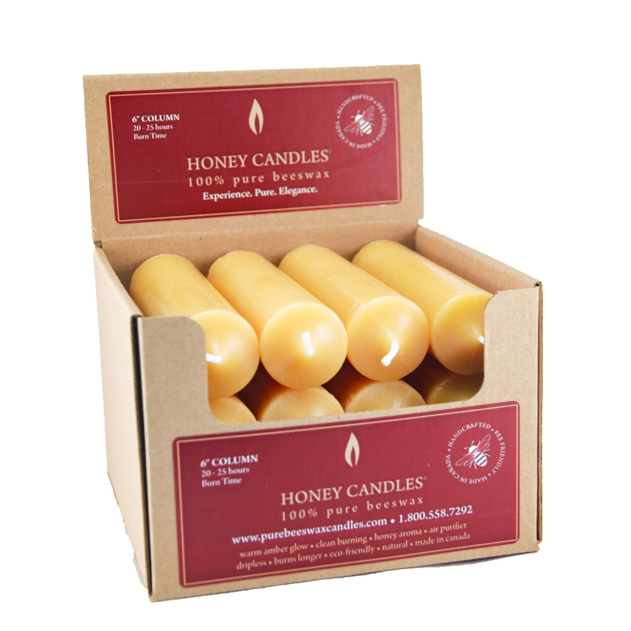 Honey Candles - 6" Natural Column Beeswax Candle