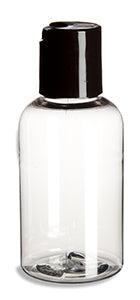 All Things Being Eco 2oz. Clear PET Boston Round Plastic Bottle with Black Disc Cap