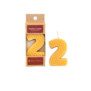 Honey Candles- number candles - All Things Being Eco Chilliwack BC - Canadian Made - Beeswax Candles - two