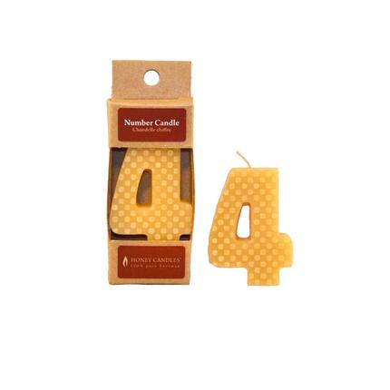 Honey Candles- number candles - All Things Being Eco Chilliwack BC - Canadian Made - Beeswax Candles - four