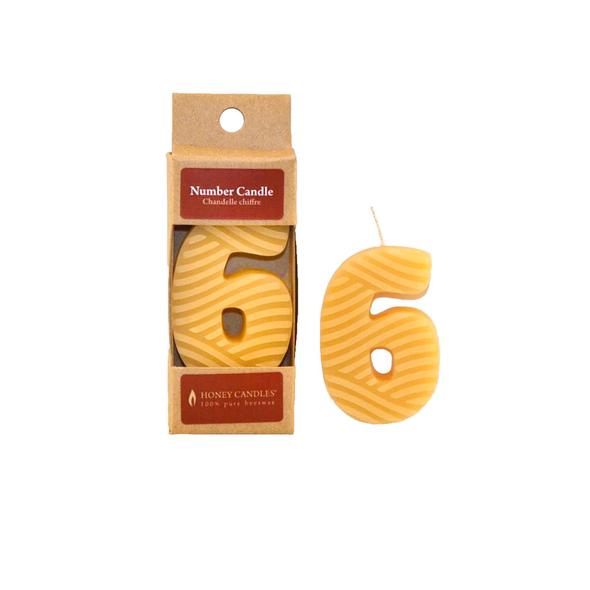 Honey Candles- number candles - All Things Being Eco Chilliwack BC - Canadian Made - Beeswax Candles - six