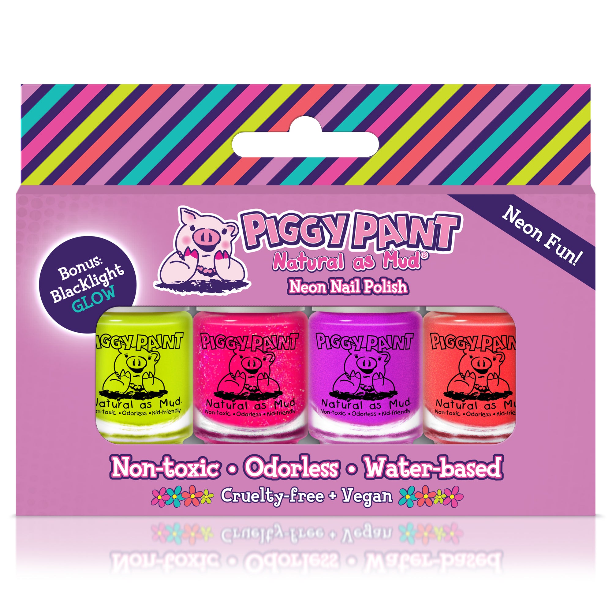 Piggy Paint - 4 Pack Neon Mini Nail Polish Set