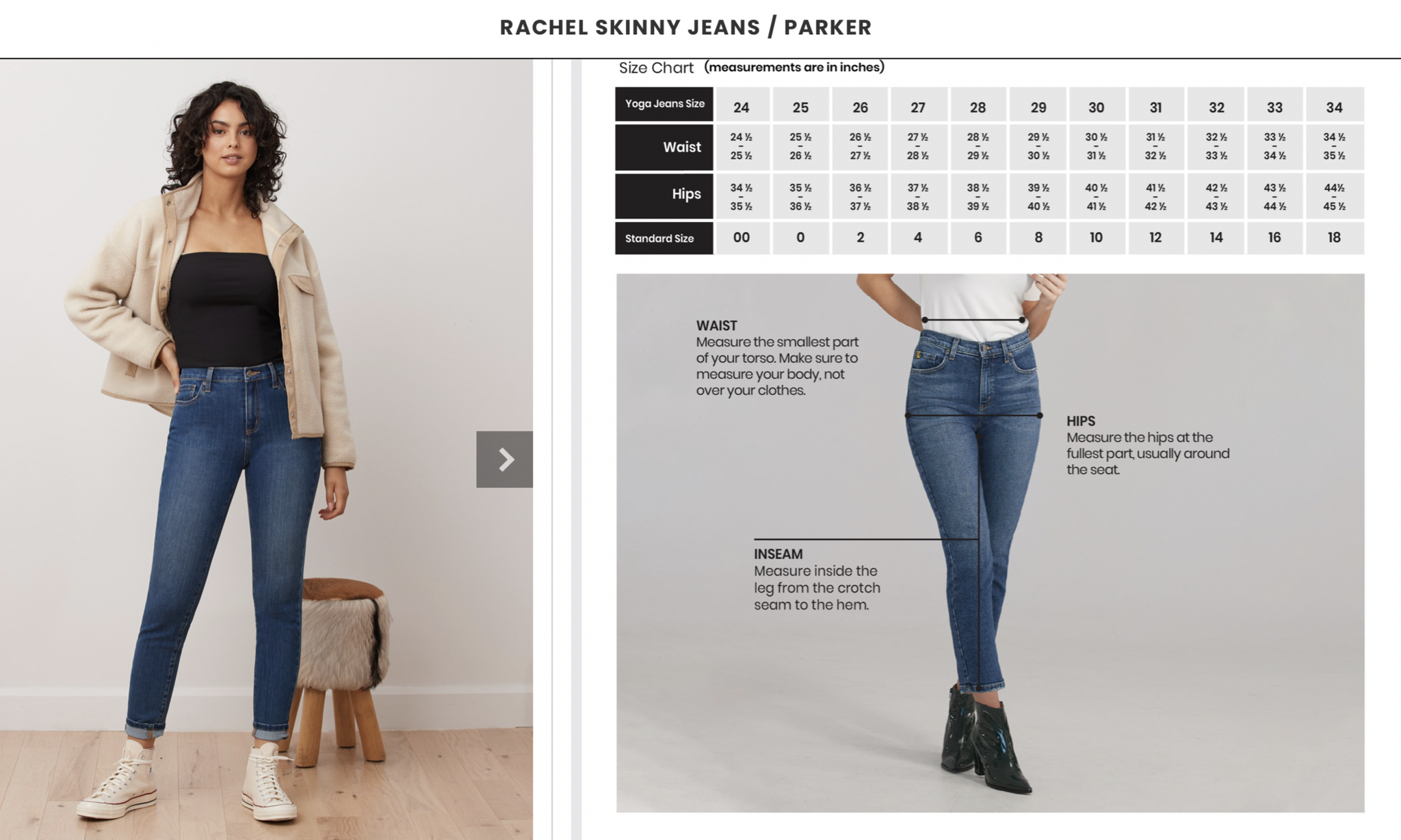 Second Yoga Jeans - Classic Rise Rachel Skinny in Parker all things being eco chilliwack eco friendly denim sustainable size chart