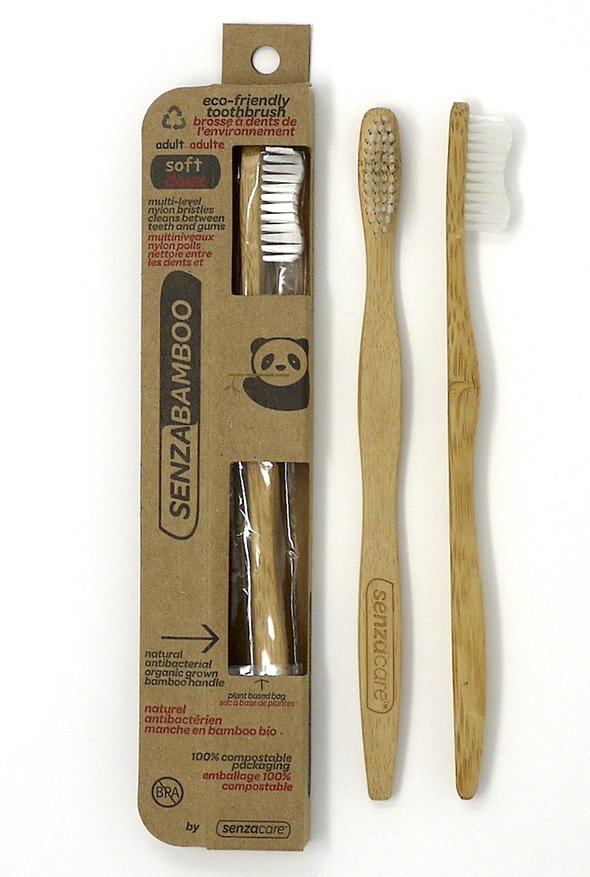 SenzaBamboo - Soft Bamboo Toothbrush All Things Being Eco Sustainable Biodegradable Toothbrushes