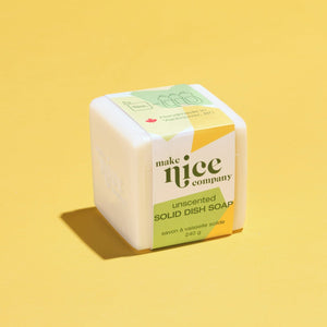 make nice company - solid dish soap - unscented - all things being eco chilliwack - canadian made - natural cleaning 