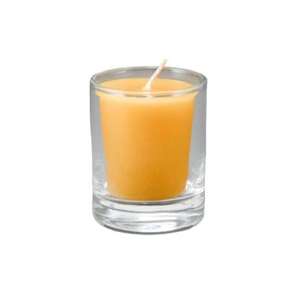 Honey Candles- Clear glass votive cup - All Things Being Eco Chilliwack BC - Made in Canada - holder
