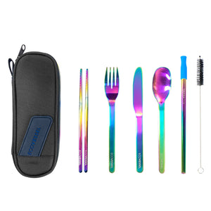 WANDERWARE 6-Piece - Reusable Stainless Steel Utensil Set with Travel Pouch