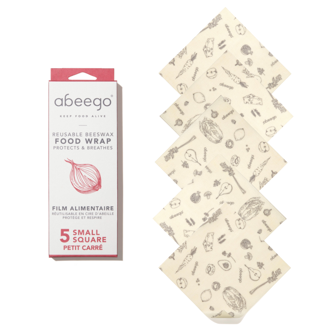 Abeego - 5 Small Square Beeswax Food Wrap Pack