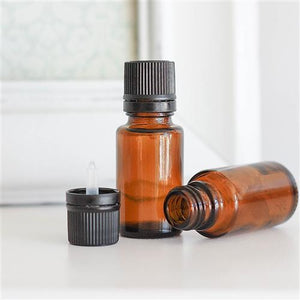All Things Being Eco - 15ml Amber Euro Glass Bottle with Black Dropper Cap