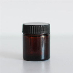 All Things Being Eco - 15ml Amber Glass Jar with Black Ribbed Lid