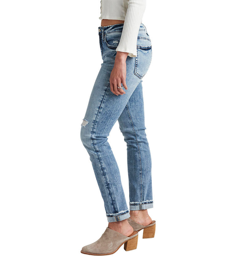 Silver Jeans - Beau Girlfriend Mid Rise Eco Processed Slim Leg Jeans Indigo