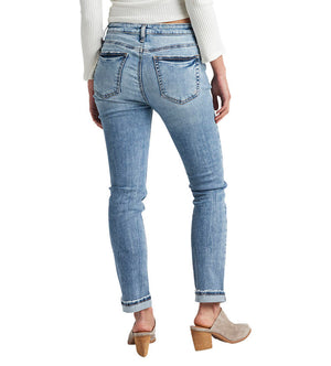 Silver Jeans - Beau Girlfriend Mid Rise Eco Processed Slim Leg Jeans Indigo