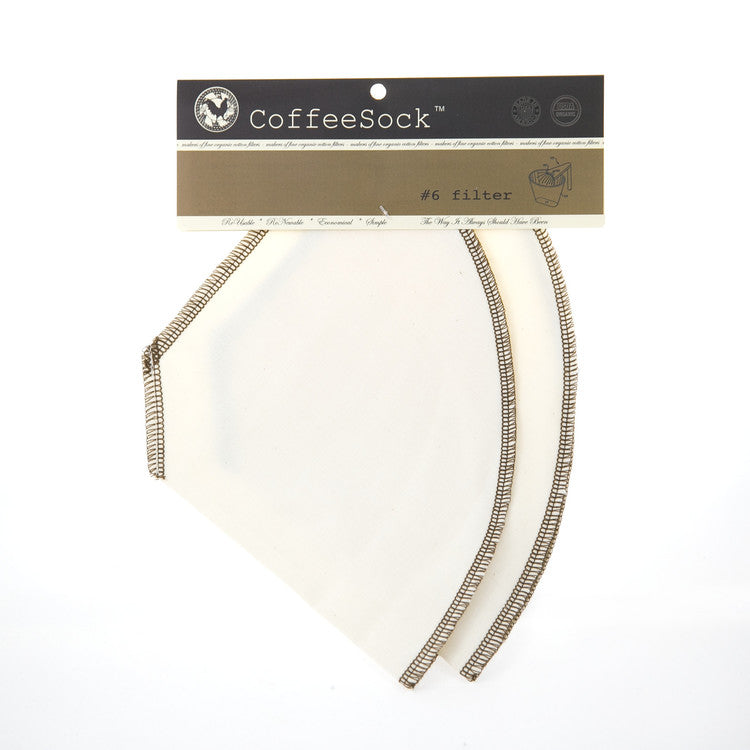 Coffee Sock - #6 Cone Style Reusable Coffee Filter All Things Being Eco Organic Cotton