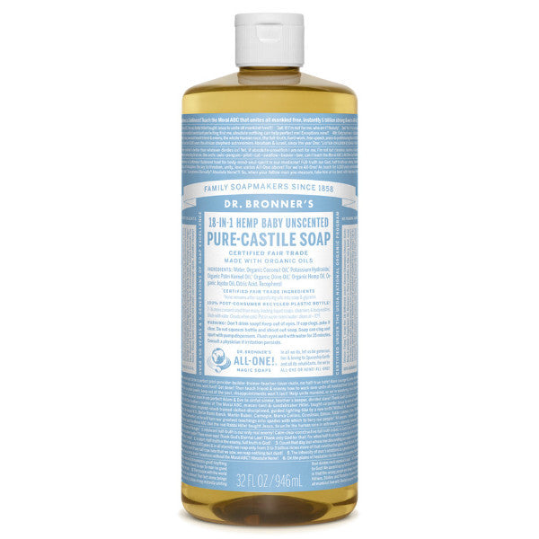 Dr.Bronner's - 18-in-1 Baby Unscented Liquid Castile Soap 32oz