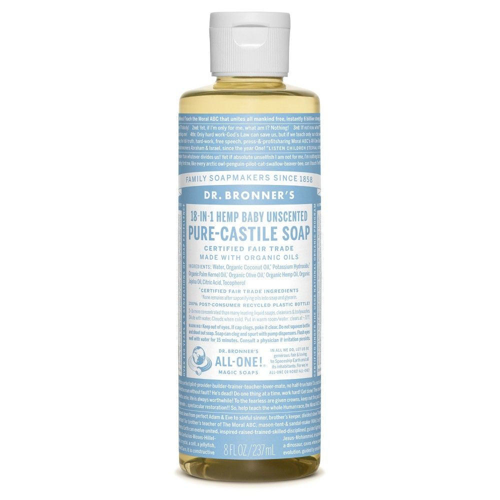 Dr.Bronner's - 18-in-1 Baby Unscented Liquid Castile Soap 8oz